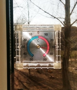 Термометр оконный, ТББ, БИМЕТАЛЛ, квадрат, на липучках, блистер (5/100)