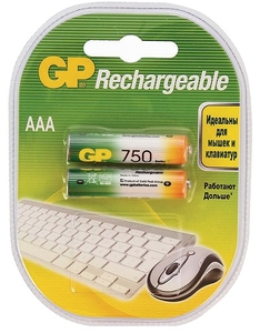 Аккумулятор бытовой GP R03 AAA BL2 NI-MH 750mAh в пластиковой упаковке (2/20/200)