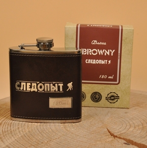 Фляга "СЛЕДОПЫТ - Browny" в кож оплетке, 180мл, коричневый, PF-BD-F16 (100)