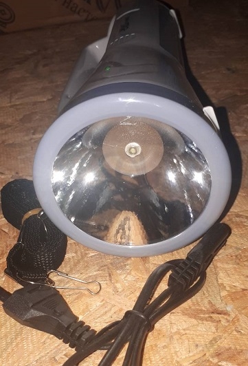 Фонарь аккум., ручной, шнур, 1+16 LED, арт.2822