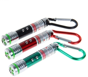 Брелок фонарик, 2LED, лазер, карабин SD-512 (24)