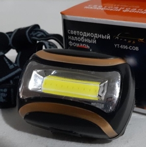 Фонарик налобный на батарейках, 3хААА, COB LED, 696 (1/60)