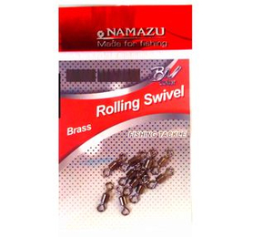 N-FT-CS6, Вертлюг Namazu ROLLING SWIVEL, латунь, цв. BN, р. 6, test-19 кг (уп.10 шт)