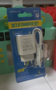 Сетевое З/У Borofonе 1*USB, 3А, кабель Micro, BA72A
