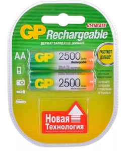 Аккумулятор бытовой GP R6 AA BL2 NI-MH 2500mAh в пластиковой упаковке (2/20/200)