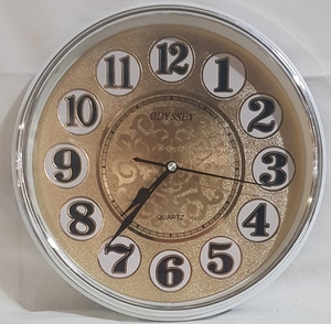 Часы настенные пластик, D=28см, серебро (9054D-S)