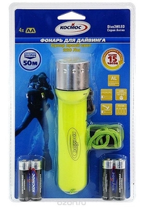 Фонарь КОСМОС Dive3W LED для дайвинга CREE  до 20м глубина (1/12)