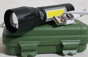 Фонарик аккум. ручной, COB, ZOOM, шнур USB, пластик коробка, Н-606 (1/60)