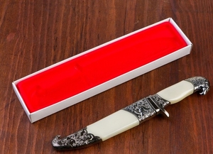 Сувенирный нож, ножны серебро, слоновая кость, клинок 20 см XK-509 (4387954)