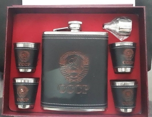 Набор большой с флягой 18 OZ, кожа СССР арт.1701