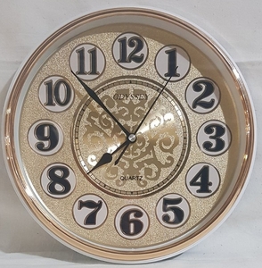 Часы настенные пластик, D=28см, золото (9054D-G)